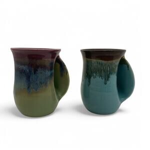 Clay In Motion Neher Pottery Hand Warmer Mugs Right Hand Signed 2014 2016